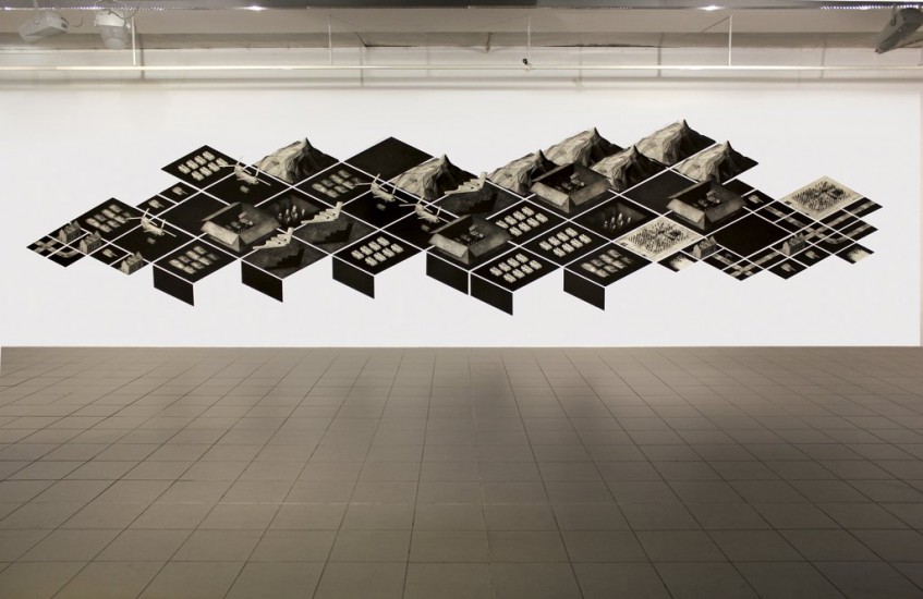 Topografia wojny | wklęsłodruk | 1150×220 cm | 2015