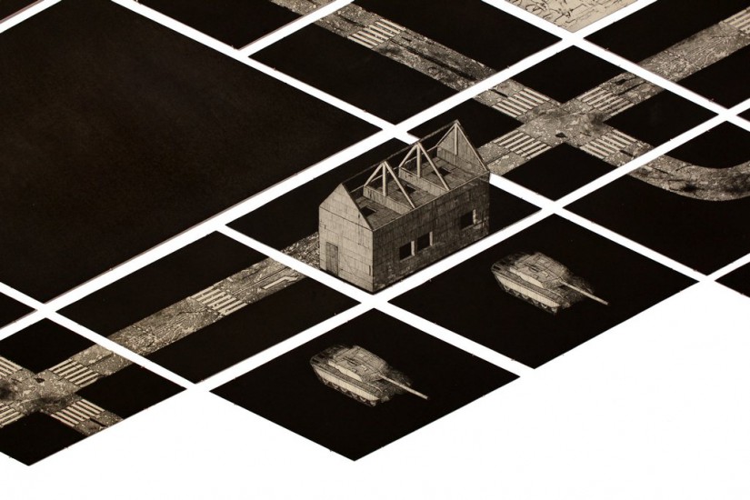 Topografia wojny | wklęsłodruk | 1150×220 cm | 2015