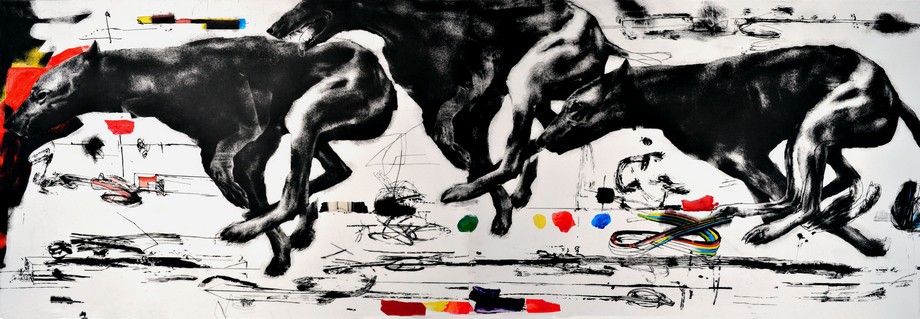 Psy Vladimira | sucha igła, mezzotinta, korund | 70×200 cm | 2013