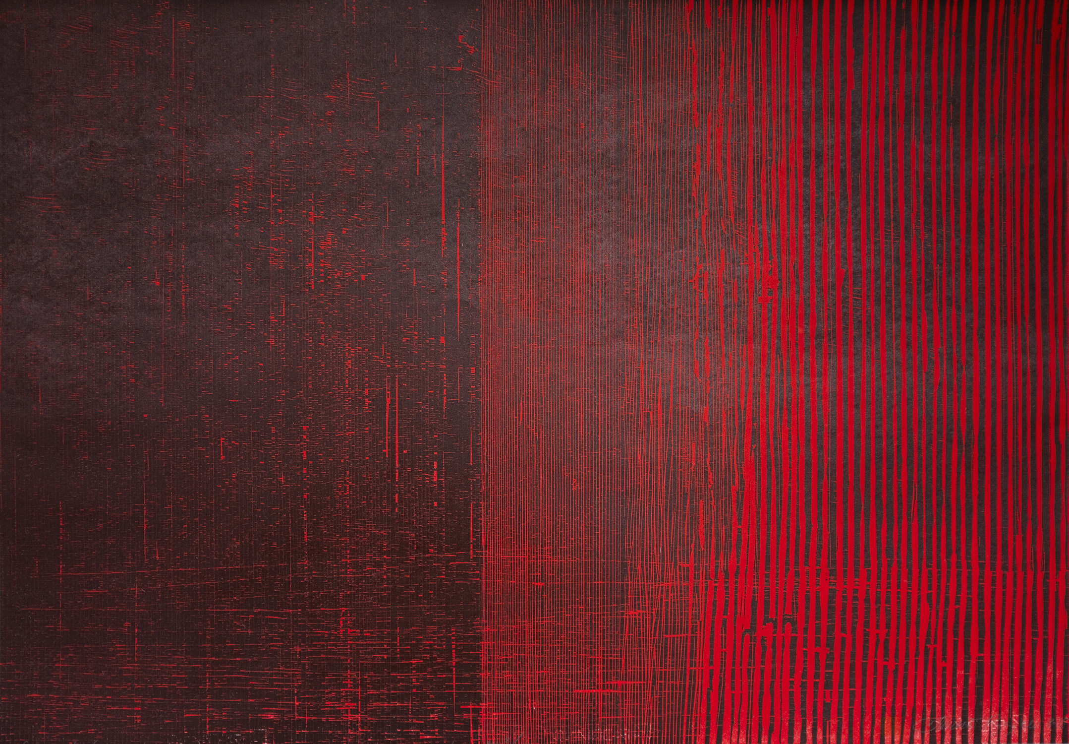 Michał Rygielski, Sen Czerwony  z cyklu Projekt ARTzheimer, drzeworyt, 70 x 100 cm, 2019