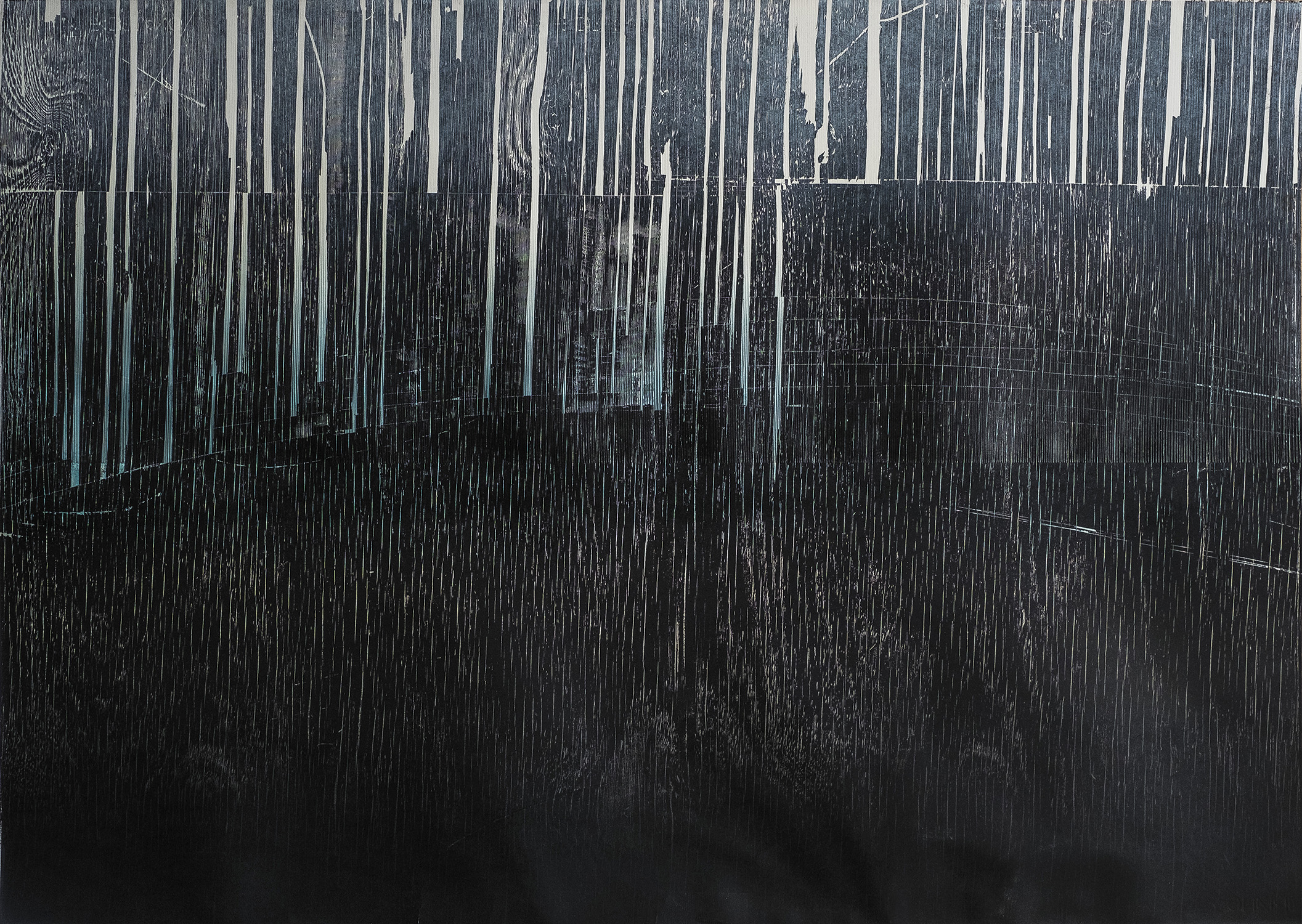 Michal Rygielski, Mrok z cyklu Projekt ARTzheimer, drzeworyt, 70 x 100 cm, 2015