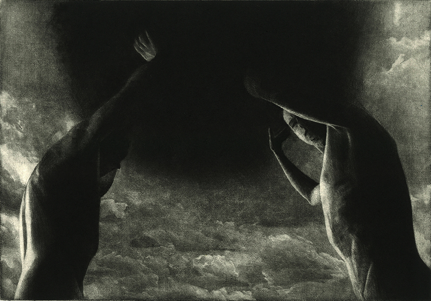 1.	Światło, nastrój, emocje I, mezzotinta, 30 cm x 21 cm, 2019