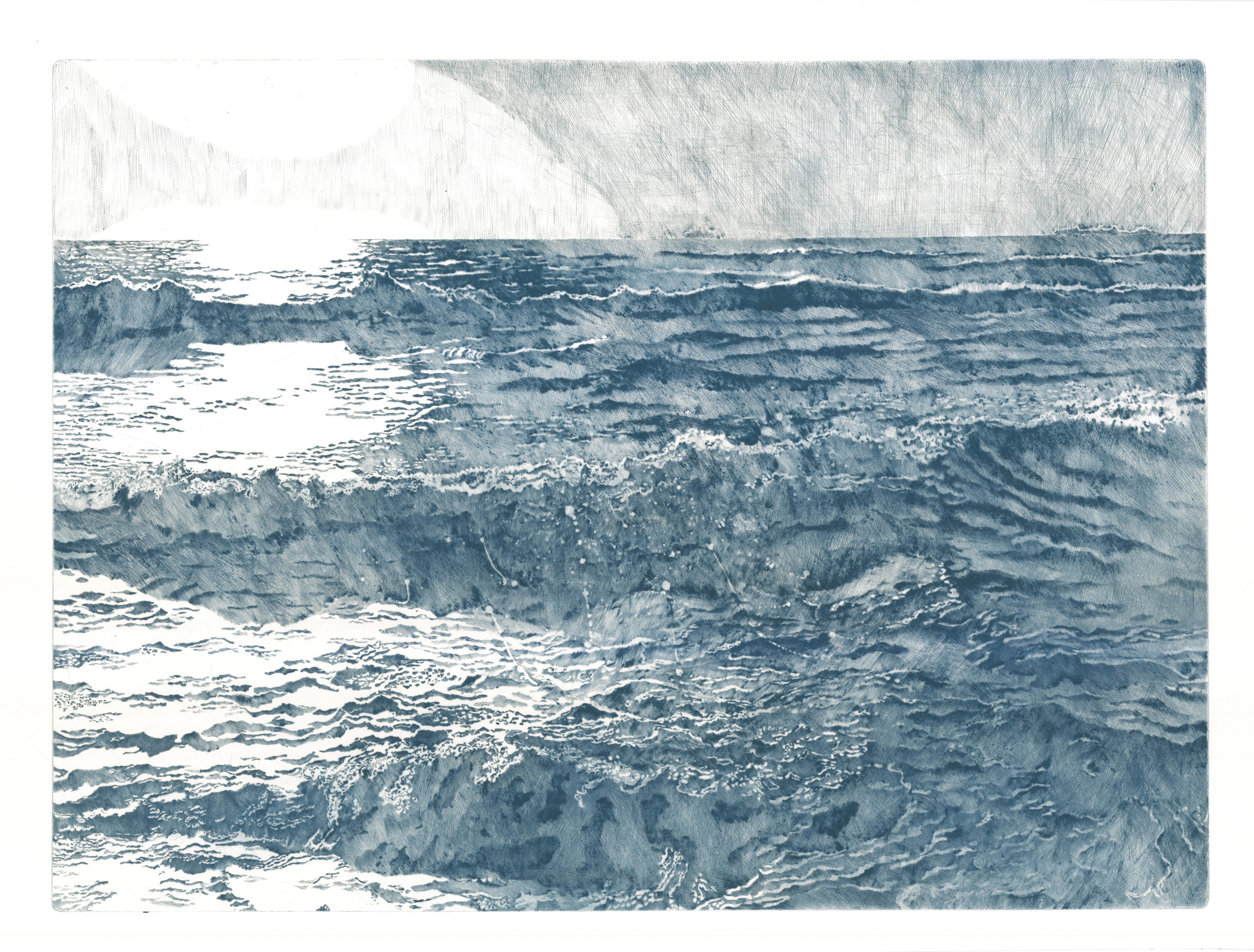 Oblicze Oceanu II, sucha igła, 60 x 80 cm. 2019