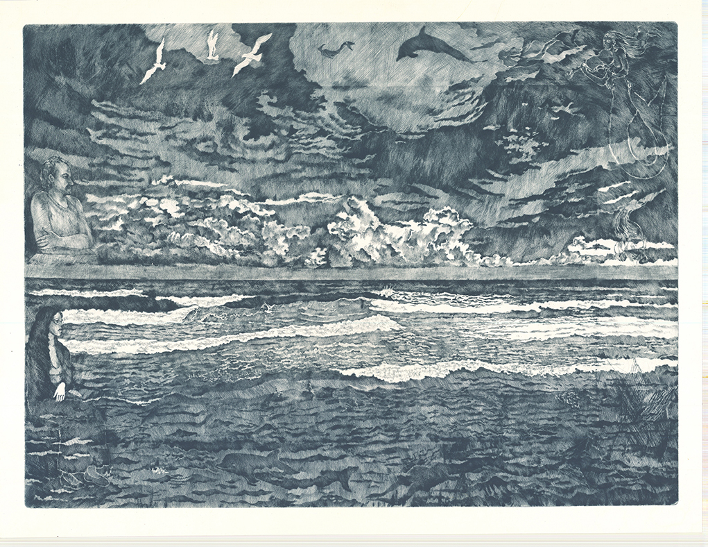 Zew Morza, sucha igła, 65 x 85 cm. 2016