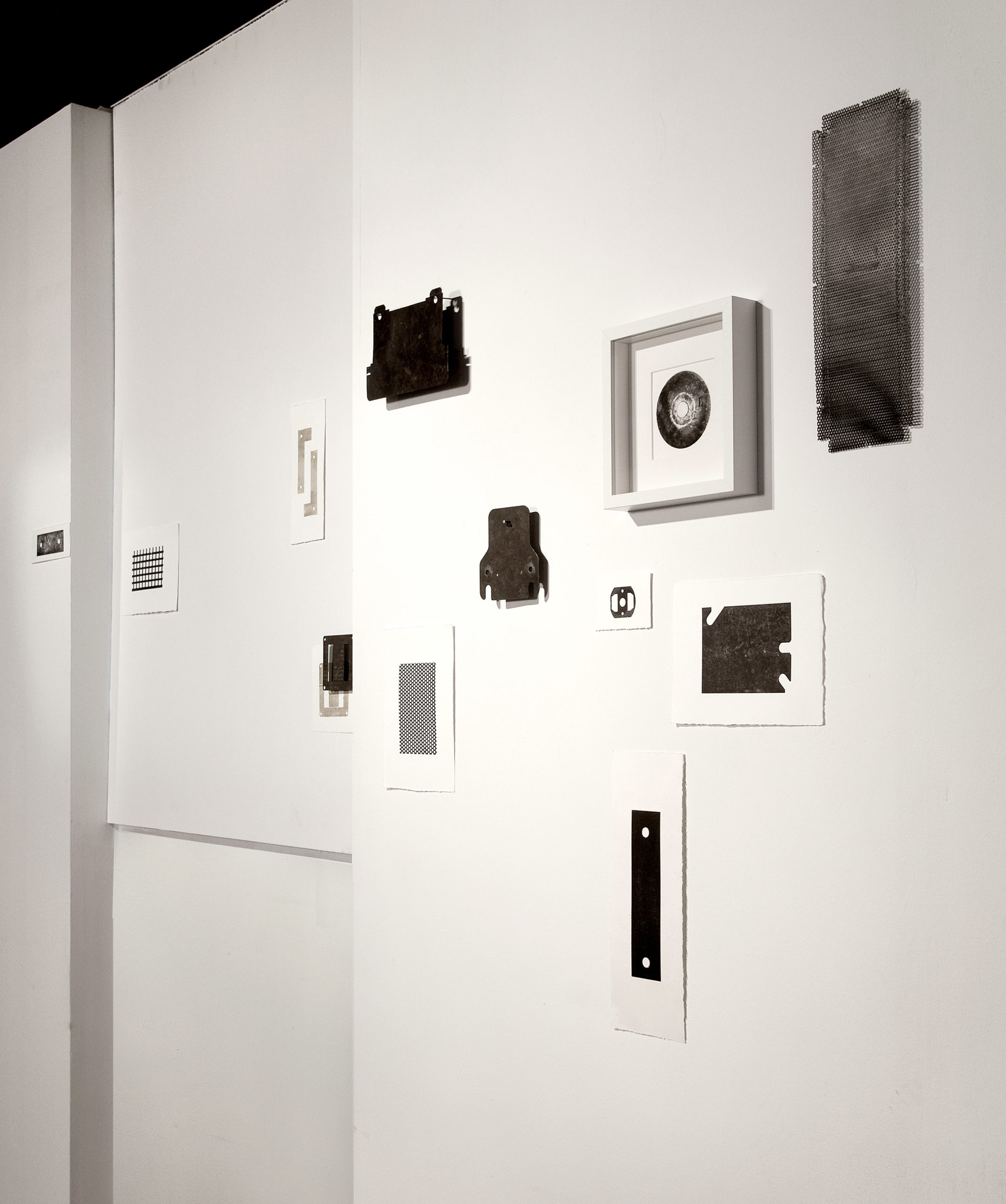 Fragment wystawy Graficzny szrot, intaglio, metal, paper, 2018